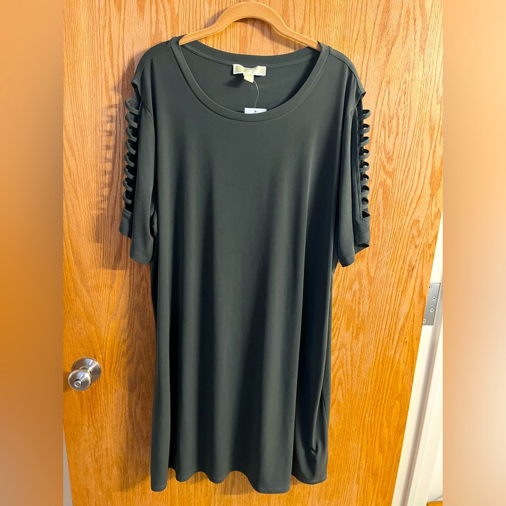 NWT Michael Kors Sleeveless Shift T Shirt Dress Basics Green Ivy 3X